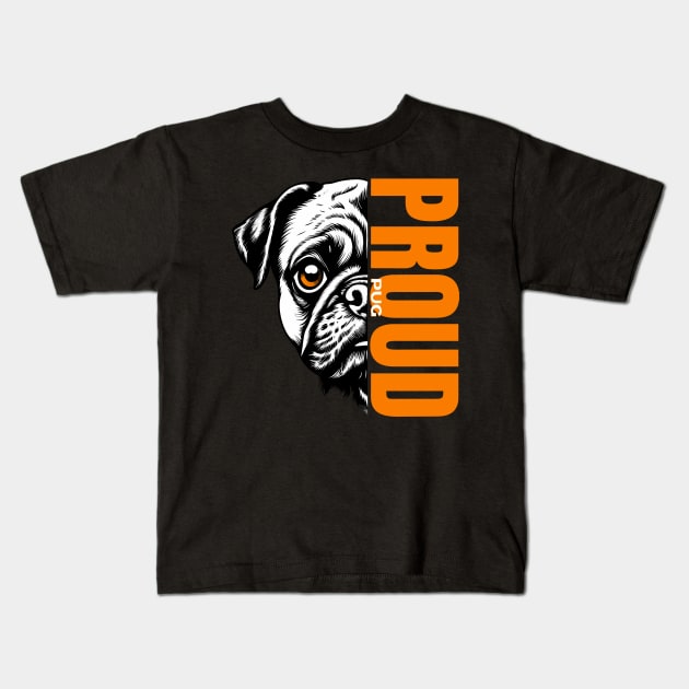 Majestic Pug Design: Unleashing Proud in Every Detail Kids T-Shirt by SergioArt